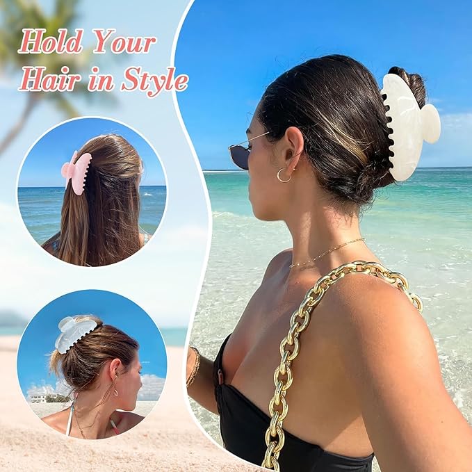 6 Pack Hair Claw Clips for Women - Large Non-Slip Claws for Thick Thin Hair, Cute Hair Barrettes Elegant & Durable, Fashion Hair Accessories Stylish Jaw Clips for Girls Gift(Assorted Colors)