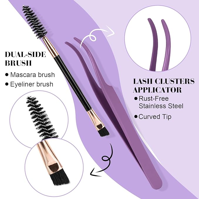 B&Q Lash Clusters Kit 280PCS Eyelash Clusters Kit,40D 50D C 9-16MIX Individual Lash Comfortable Eyelash Extension Set, Classic Look with Bond and Seal Waterproof, Remover DIY at Home(Set,40D+50D)