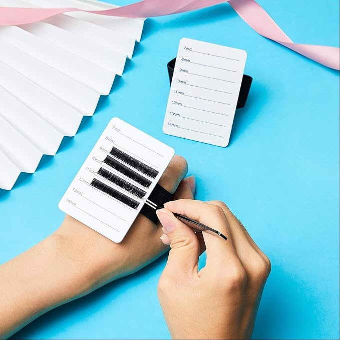 Patelai 4 Pieces Lash Holder Eyelash Extension Hand Pallet Tray Tools with Adjustable Wrist Strap Adjustable Lash Tray Strip Palette One Size Fits Most Eyelash Extension Holder(7-14 mm,White)