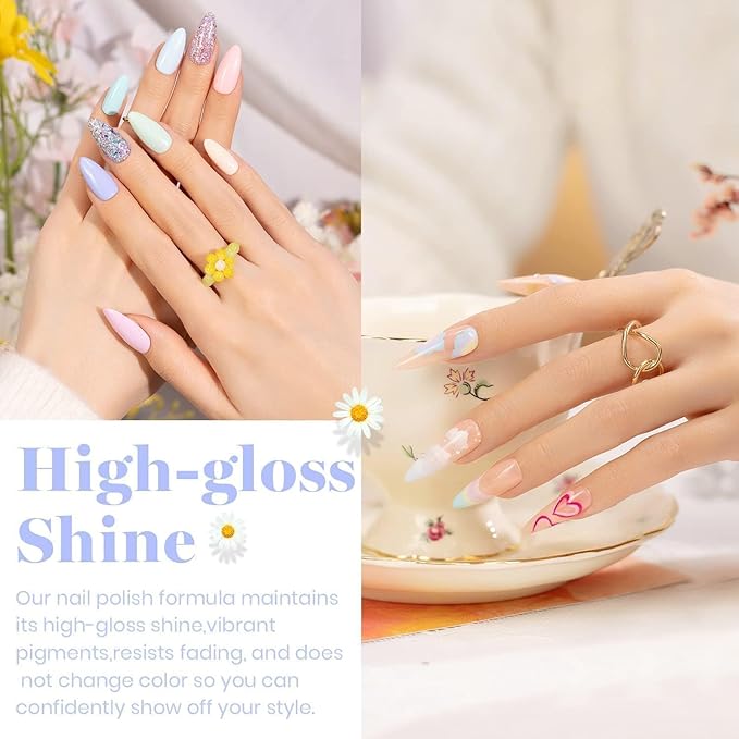 Beetles Pink Gel Nail Polish Set, 20 Color Macaron Colors Bright Pink Green Pastel Nail Polish Kit with Base Gel Glossy & Matte Top Coat Soak off Uv Nail Art Valentines Spring Gifts for Women