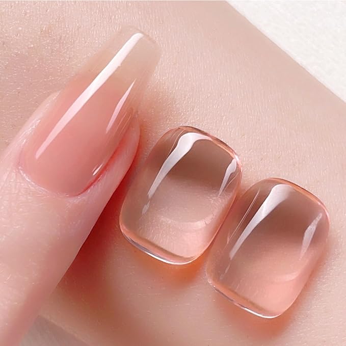 Born Pretty French Manicure Kit, Nail Stamper and 2Pcs Gel Nail Polish, Include Jelly Natural Pink White Colors for French Tip, U V Light Cure