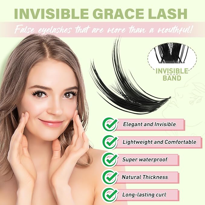 KEYYOU Fairy Wink Lash Clusters Kit Lash Extension Kit D Curl 144Pcs Eyelash Extension Wispy Natural Invisible Band with Waterproof DIY at Home(Fairy Wink-D-8-18MIX)