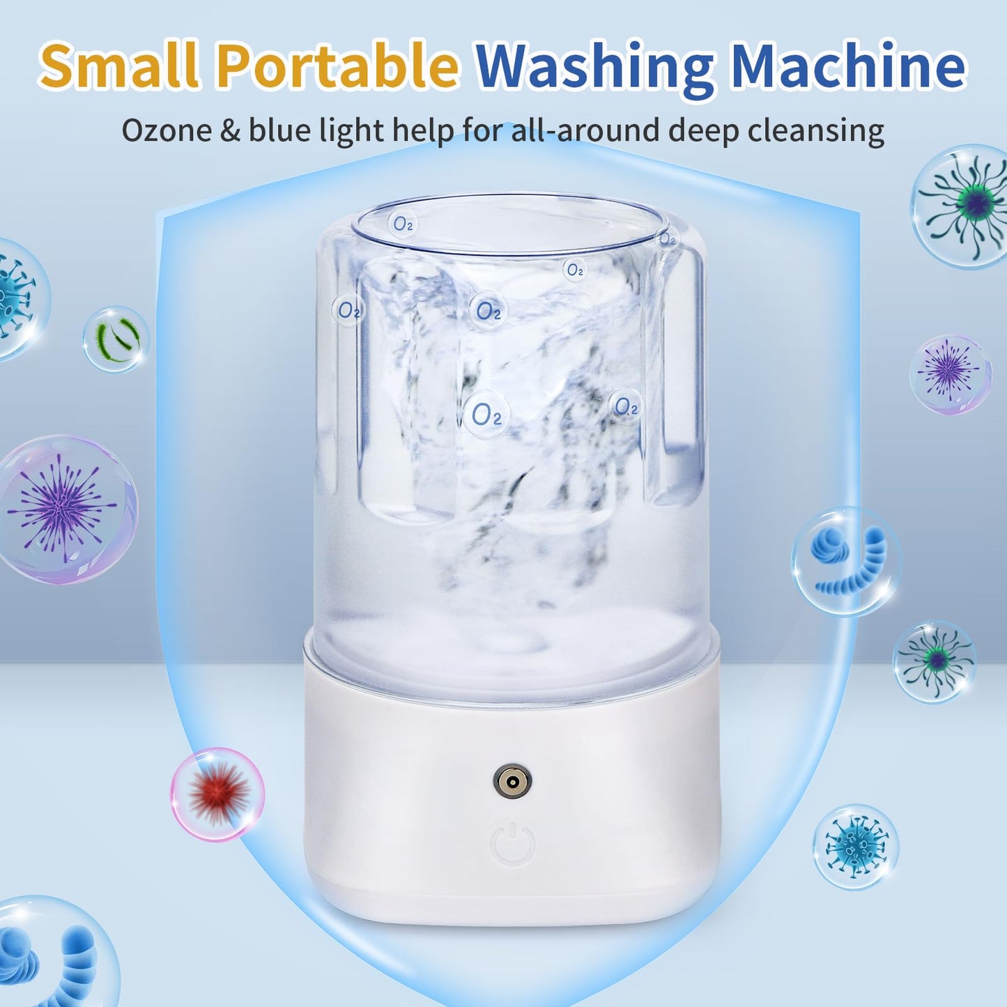 Anbanglin Mini Portable Washing Machine - USB Rechargeable 1L Small Washer with 2 Modes Deep Cleaning for Underwear, Socks & Baby Clothes, Compact Travel Laundry for Apartment, Dorm, Camping, White