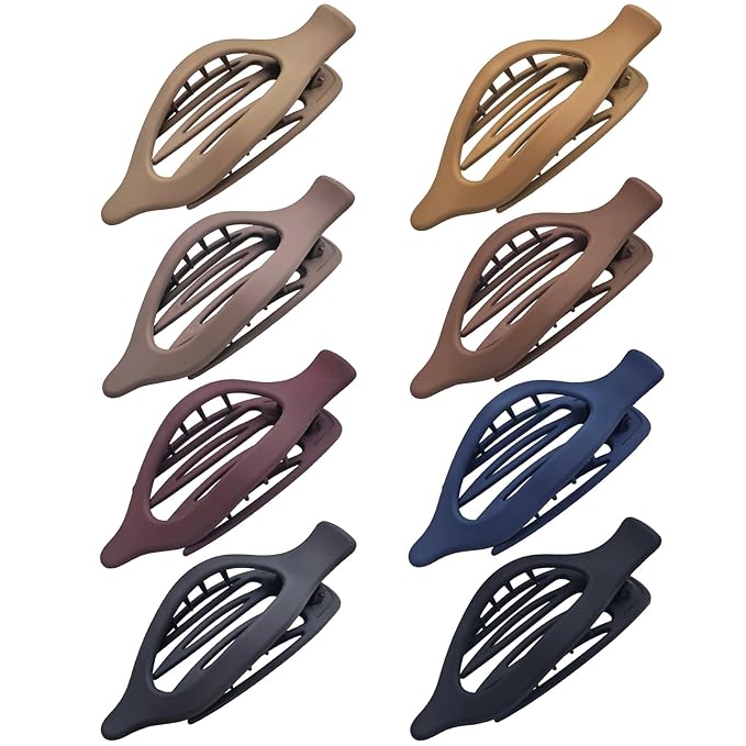 8 Pack French Flat Hair Clips, Non-Slip Large Hair Clips for Women, Matte Neutral Flat Hair Claws for Thick Thin Hair