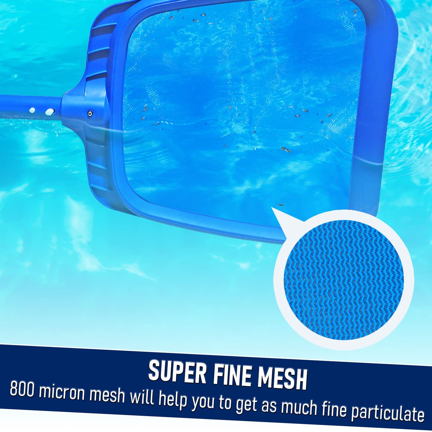 Poolvio Heavy Duty Swimming Pool Leaf Skimmer Net with Strong Reinforced Handle for Cleaning Swimming Pools, Hot Tubs, Spas and Fountains