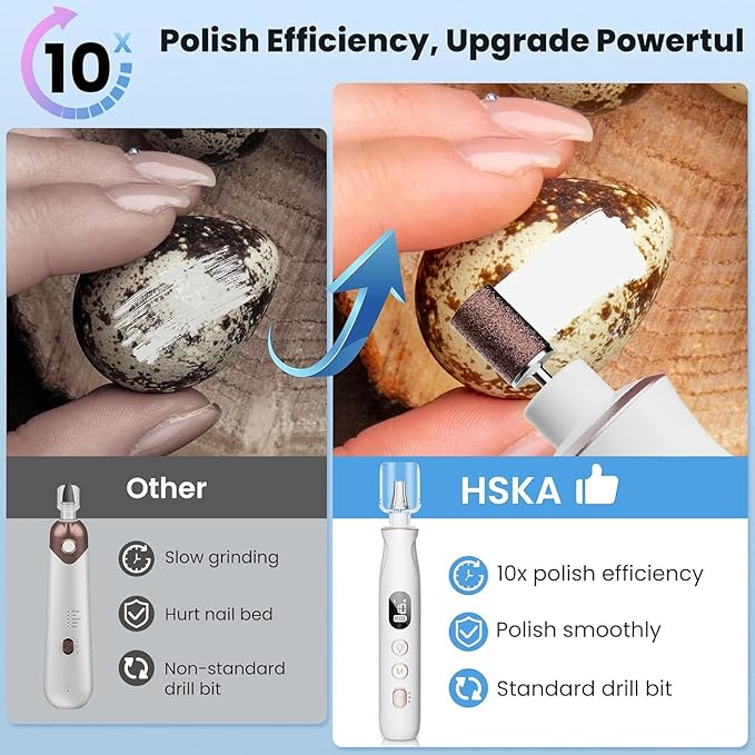 Cordless Nail Drill, Electric Nail File with LED & LCD, Long-Lasting Thick Toenail Trimmer, Rechargeable & Cordless Toe Nail Care Tools for Women & Seniors Manicure and Pedicure Gifts