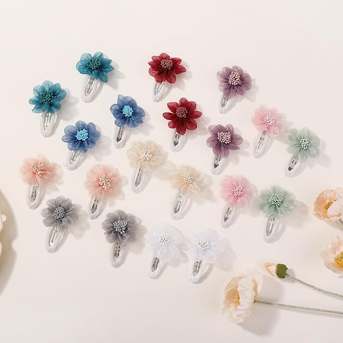 YHXX YLEN Chiffon Flower Hair Clips Snap Hair Clips Non Slip Wrapped Handmade FloralBaby Hair Clips Hair Accessories For Girls Newborn Infant Kids Toddle 20PCS