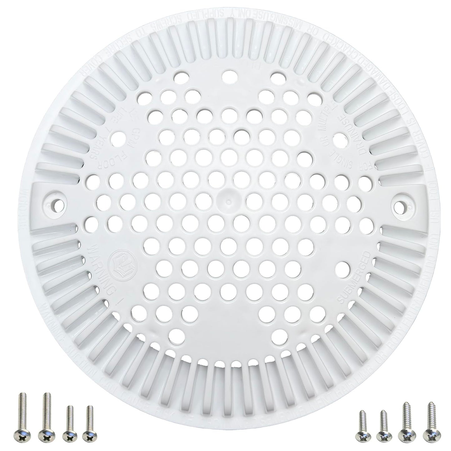 WG1048E White Pool Main Drain Cover Replacement Compatible with WG1048E for Suction and Dual Outlet Cover Replacement for Pools