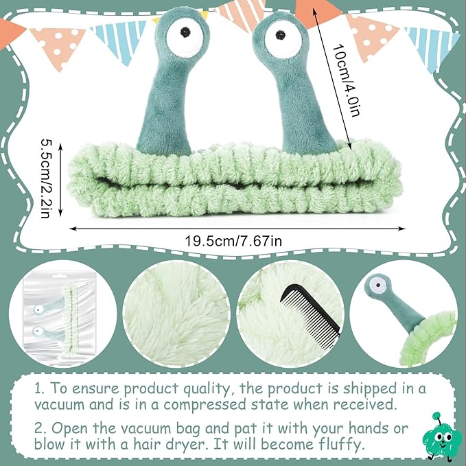 Face Wash Headband, Palm and Snail Spa Hair Bands Makeup Headbands Women Cartoon Cute Coral Fleece Elastic Headband Creative Hair Accessories for Washing Face Shower Sports (Fruit green)