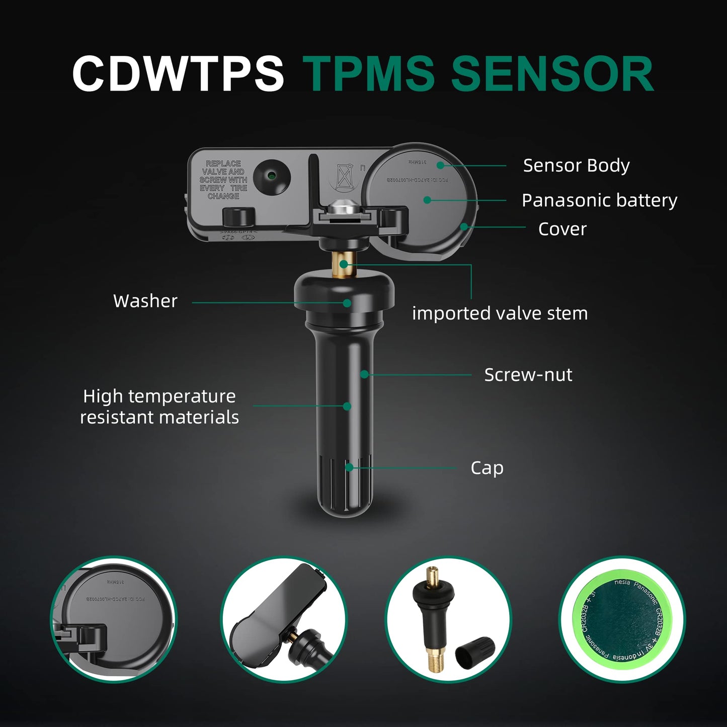 TPMS Sensor,GM 315Mhz Tire Pressure Monitoring Sensor Compatible for Chevy Silverado GMC Cadillac Buick Pontiac Saturn Hummber Saab Replace#13598771 13598772 13586335 13581558 4 Pack
