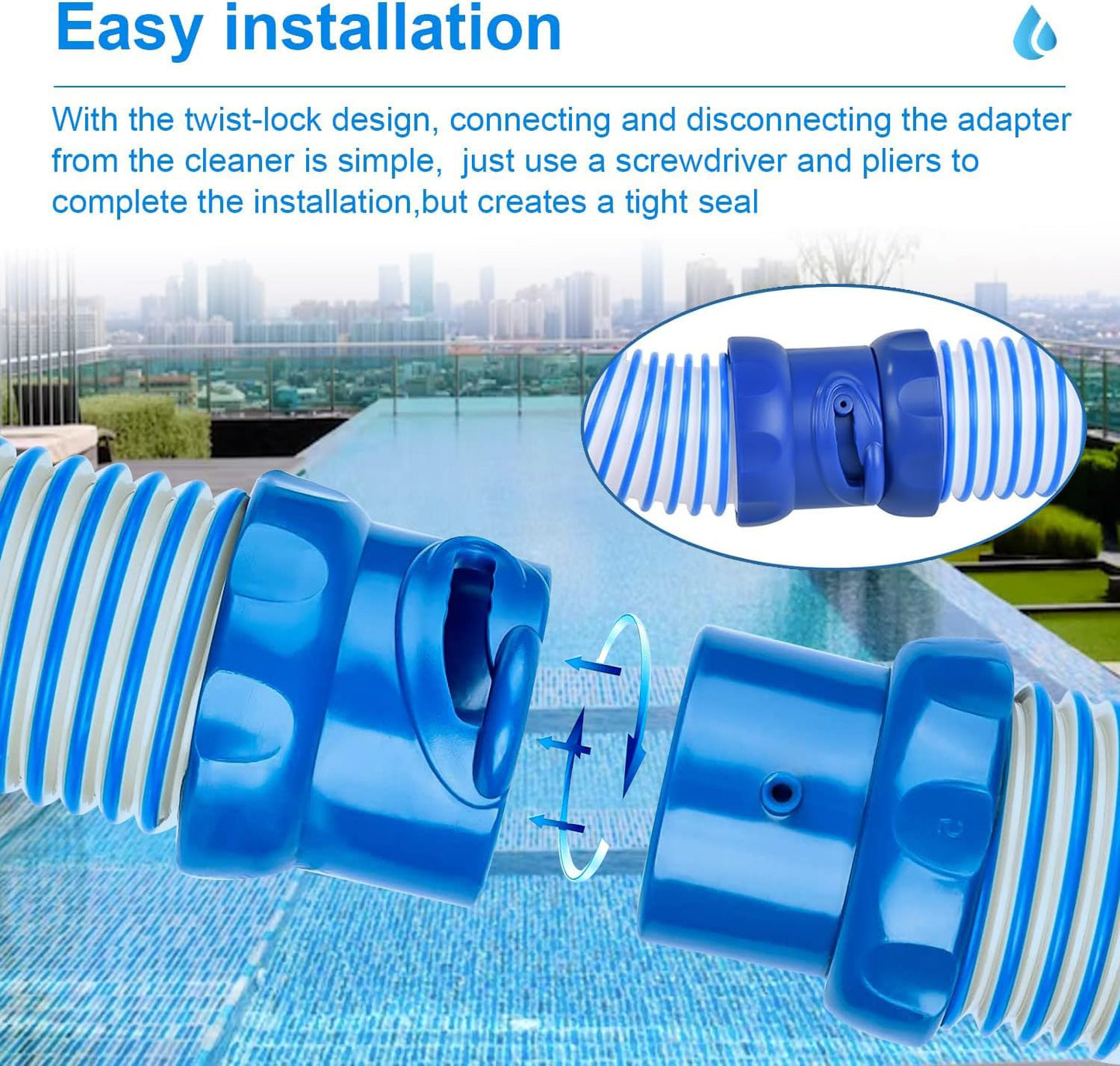 6 Pack Pool Cleaner Hose Replacement Kit for Mx6 Mx8,R0527700 Pool Vacuum Twist Lock Hose Replacement Parts,Single length 39 inches (6pack) (6ppack-1)