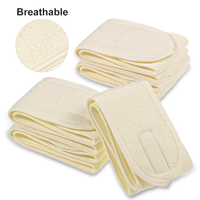 Whaline Spa Facial Headband 4 Packs Head Wrap Terry Cloth Headband Adjustable Stretch Towel for Bath, Makeup and Sport (Yellow)