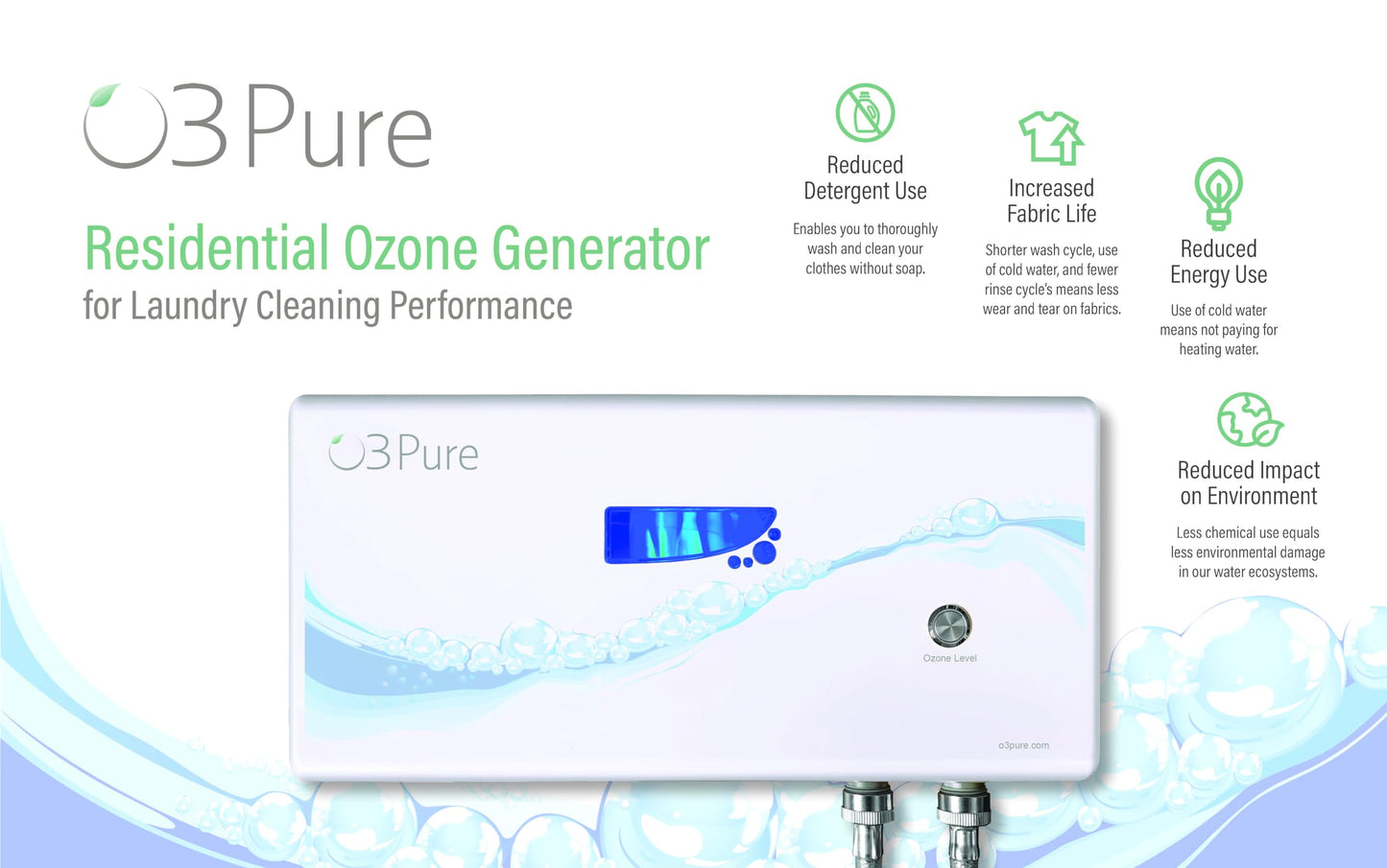 O3 Pure Professional Ozone Eco Laundry Washer System - Newest Generation