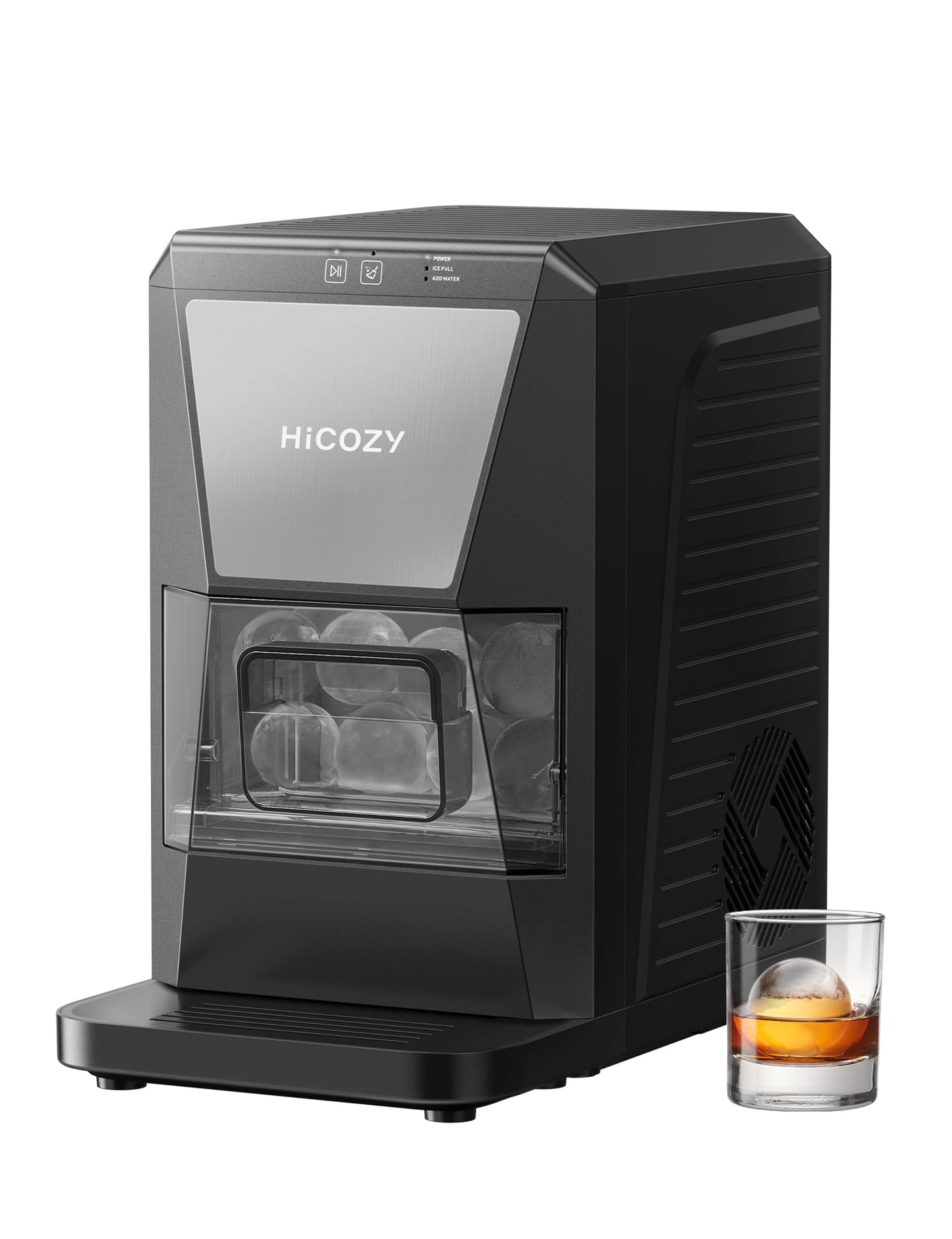 HiCOZY B1 2" Clear Ice Ball Maker Countertop,Sphere Ice Maker with IcyGem Technology, 2 Big Balls in 60Mins,40 pcs/Day, Self-Cleaning Ice Machine with Ice Tong for Cocktails, Whiskey, Mother‘s Gift