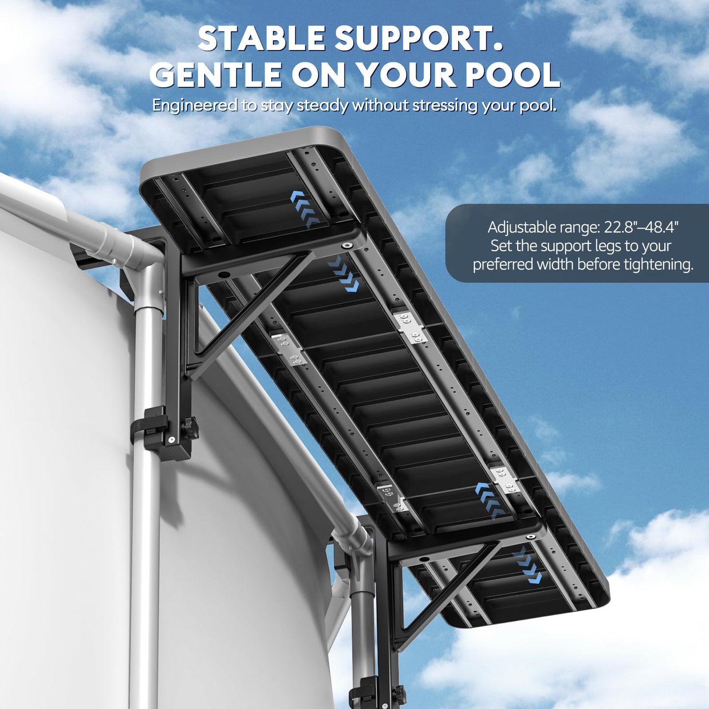 Hyperzoo Pool Bar for Above Ground Pools, Stable Poolside Drink & Snack Table Supports Up to 110 lbs, Rust-Free ABS Poolside Bar Fits ≤4.4” Rails for Framed Round & Oval Pools, Ideal for Pool Parties