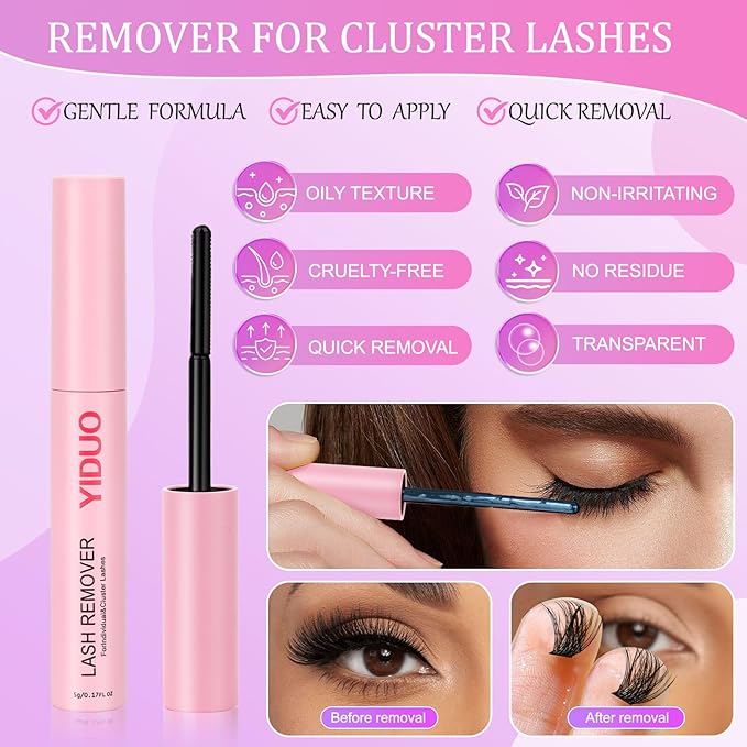 YIDUO Lashes Extensions Kit 3 Styles 8-18mm Wispy D Curly 40P+60P+80P Clusters Kit 720Pcs Individual Volume DIY Eyelash Extension Kit with Bond&Seal |Tweezers | Removers for Beginners