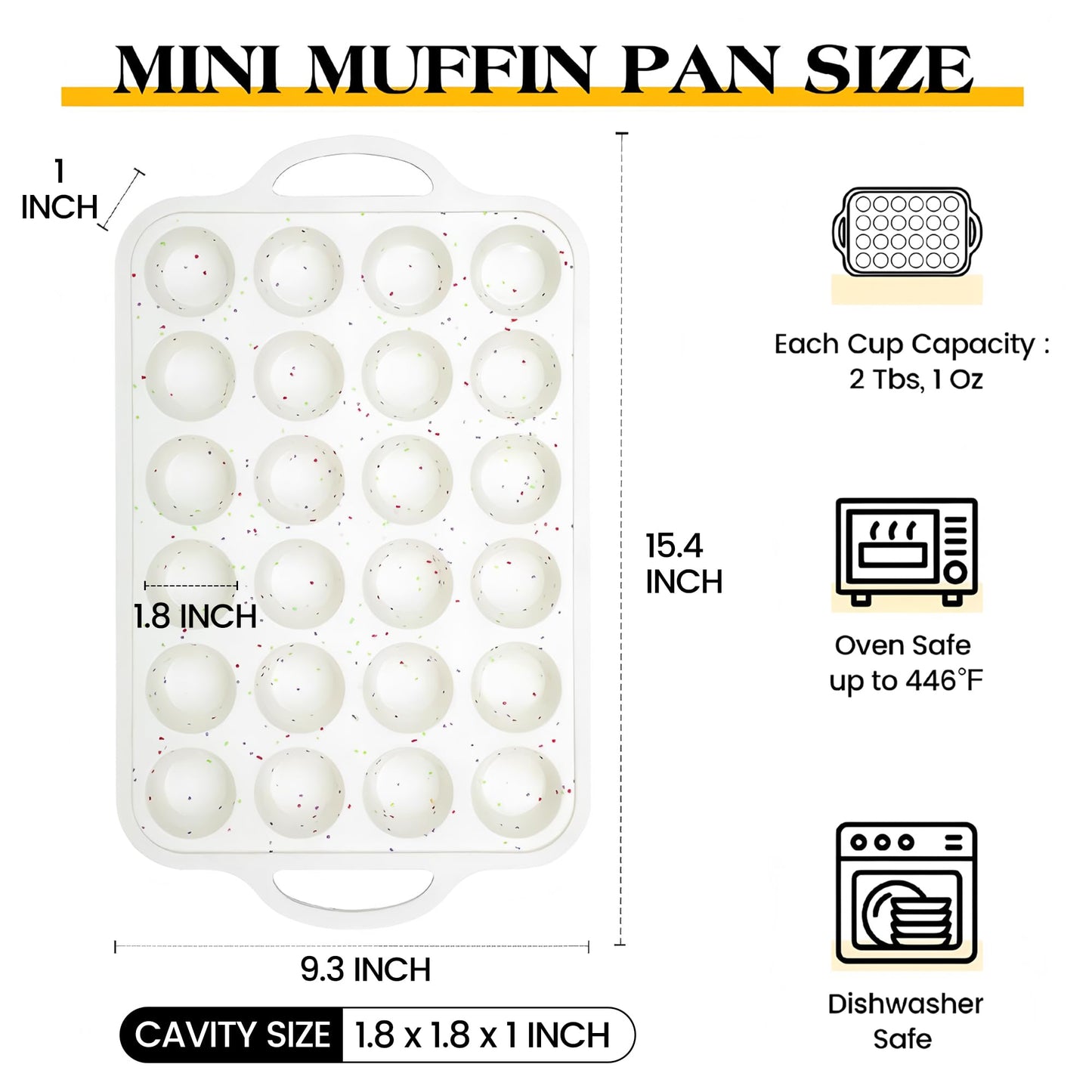 AOTASO 2 Pcs Silicone Mini Muffin Pan With Metal Frame, 24 Cups Nonstick Cupcake Tray for Baking, Small Muffin Molds with Handles (Cream)