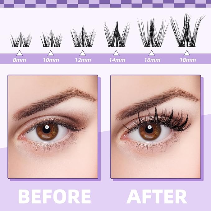 B&Q Manga Lash Clusters Kit Anime Lashes 8-18mm Mixed 120pcs Eyelash Extension Kit Thick Curly Manga Style Feature Spike Eyelash Clusters Perfect Choice for Beginners at Home(KIT-Anime 04)