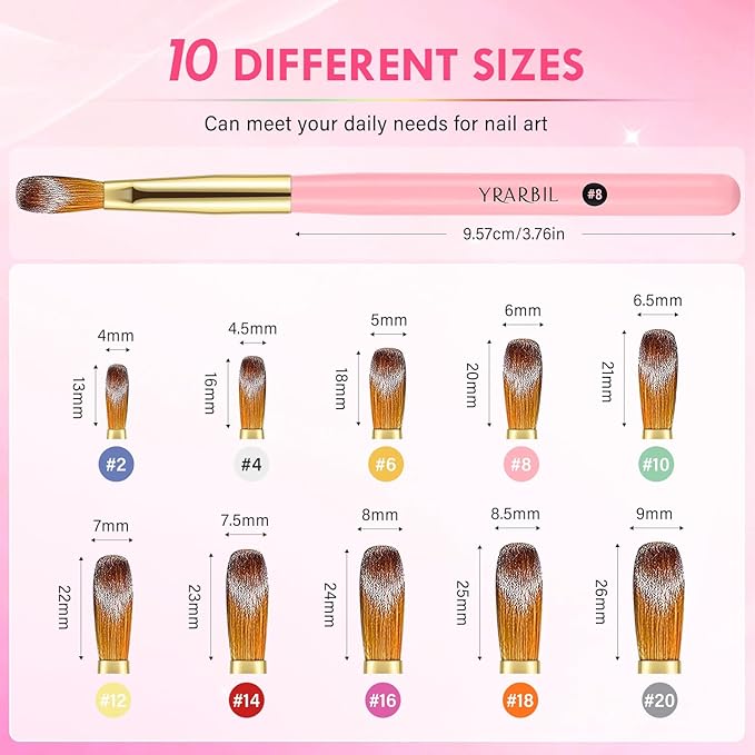 Acrylic Nail Brush Set, 10PCS Professional Nail Art Brushes for Acrylic Powder Applications, 3D Carving, Nail Art Extension for DIY Home Salon Tools