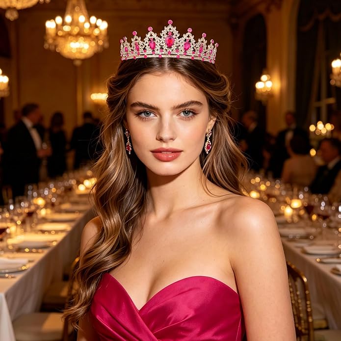 FORSEVEN Crystal Tiaras for Women, Wedding Tiaras and Crowns for Women Tiaras for Birthday Party Princess Crown Hair Accessories Bride Rhinestone Christmas Decorations Headband