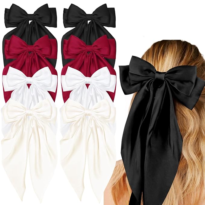 Hair Bows for Women Hair Ribbon Bow Hair Clips with Long Tails Vintage Hair Accessories for Women