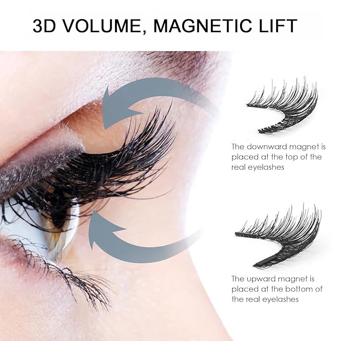 Magnetic Eyelashes with Applicator, 1 Packs (4 Pairs Total), Pink Reusable False Lashes, Natural Look, Glue-Free, Lightweight Wear