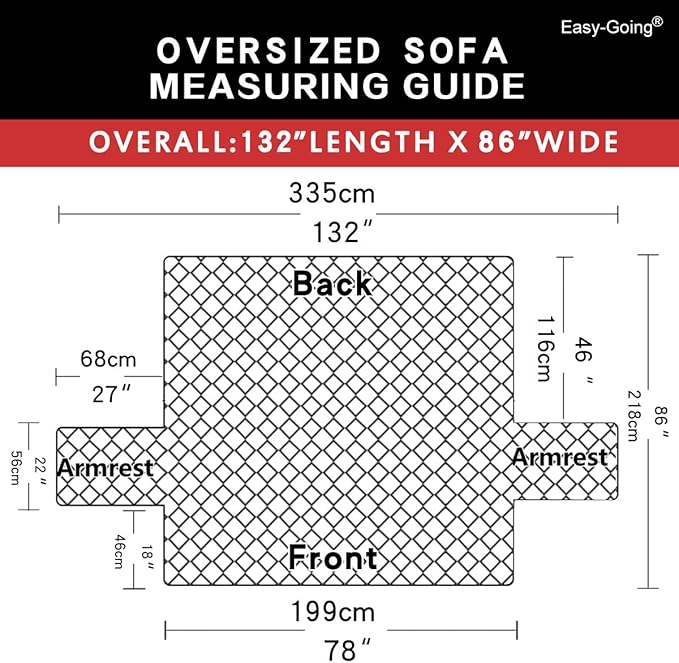 Easy-Going Reversible Oversized Couch Cover for 3 Cushion Couch Sofa Cover for Dogs Water Resistant Furniture Protector Cover with Foam Sticks for Pet (Oversized Sofa, Black/Beige)