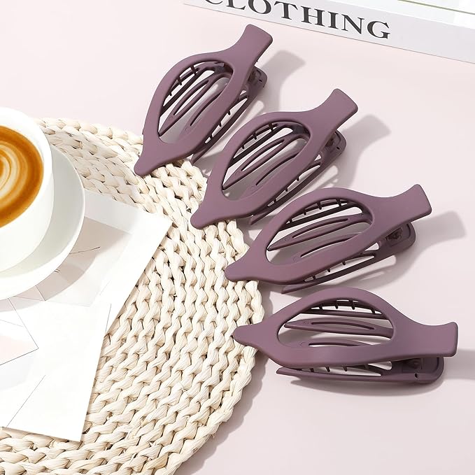 5.5 Inches Extra Large Flat Hair Clips for Women, 4 Pack XL Big Claw Clips for Thick Hair, Oversized Matte Strong Hold Non-slip Flat Claws, Burgundy