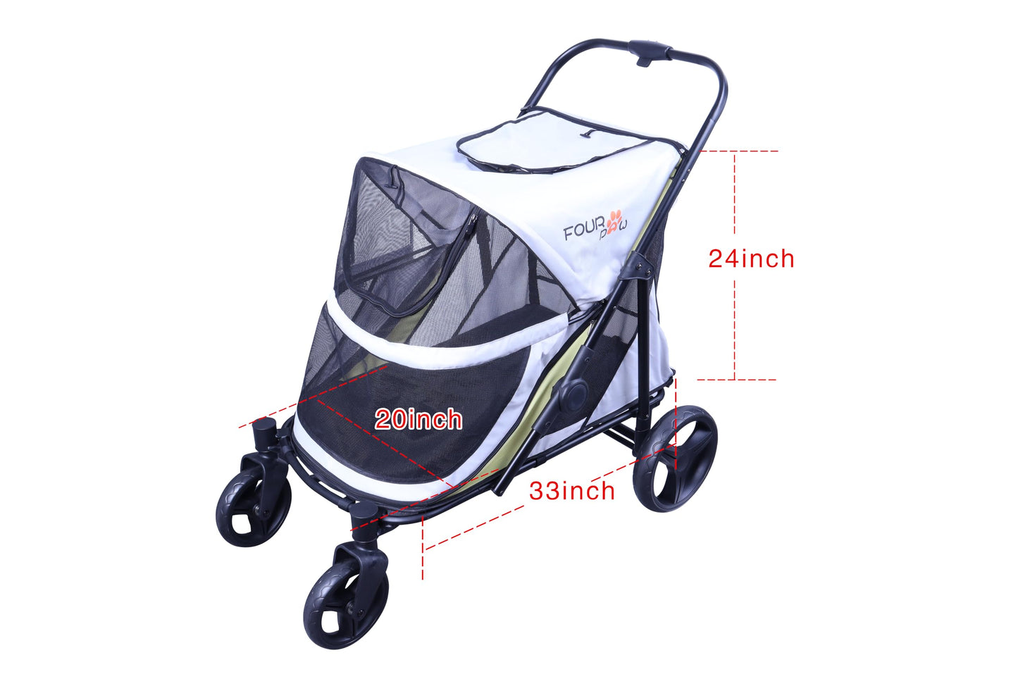 FOURPAW Dog Stroller for Medimu/Large Dogs - Easy Fold Dual Entry Pet Stroller with One-Foot Brake,Ideal up to 80 lbs.