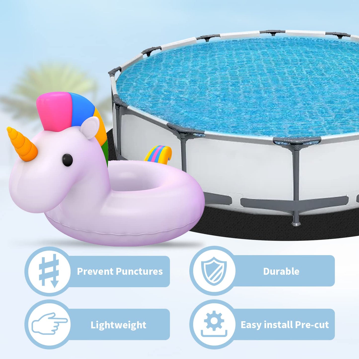 TIEBOLA 15 Foot Eco-Friendly Round Pool Liner Pad - Prevent Punctures and Extend The Life of Your Above Ground Swimming Pool or Hot Tub Liner, Eco-Friendly Above Ground Pool Liner pad