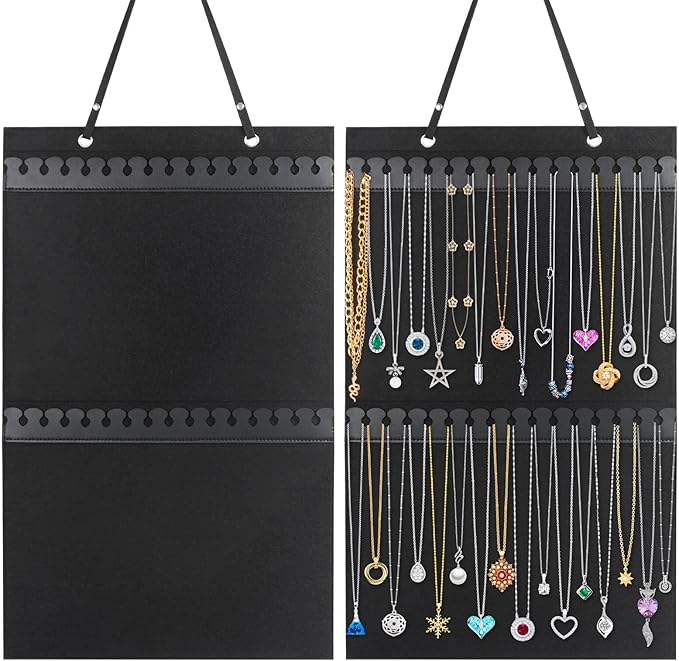 Caffox Hanging Necklaces Holder, Large Jewelry Organizer for Necklaces, Bracelets, and Ankles, Necklaces Display Storage Hanger for Wall, Closet and Door
