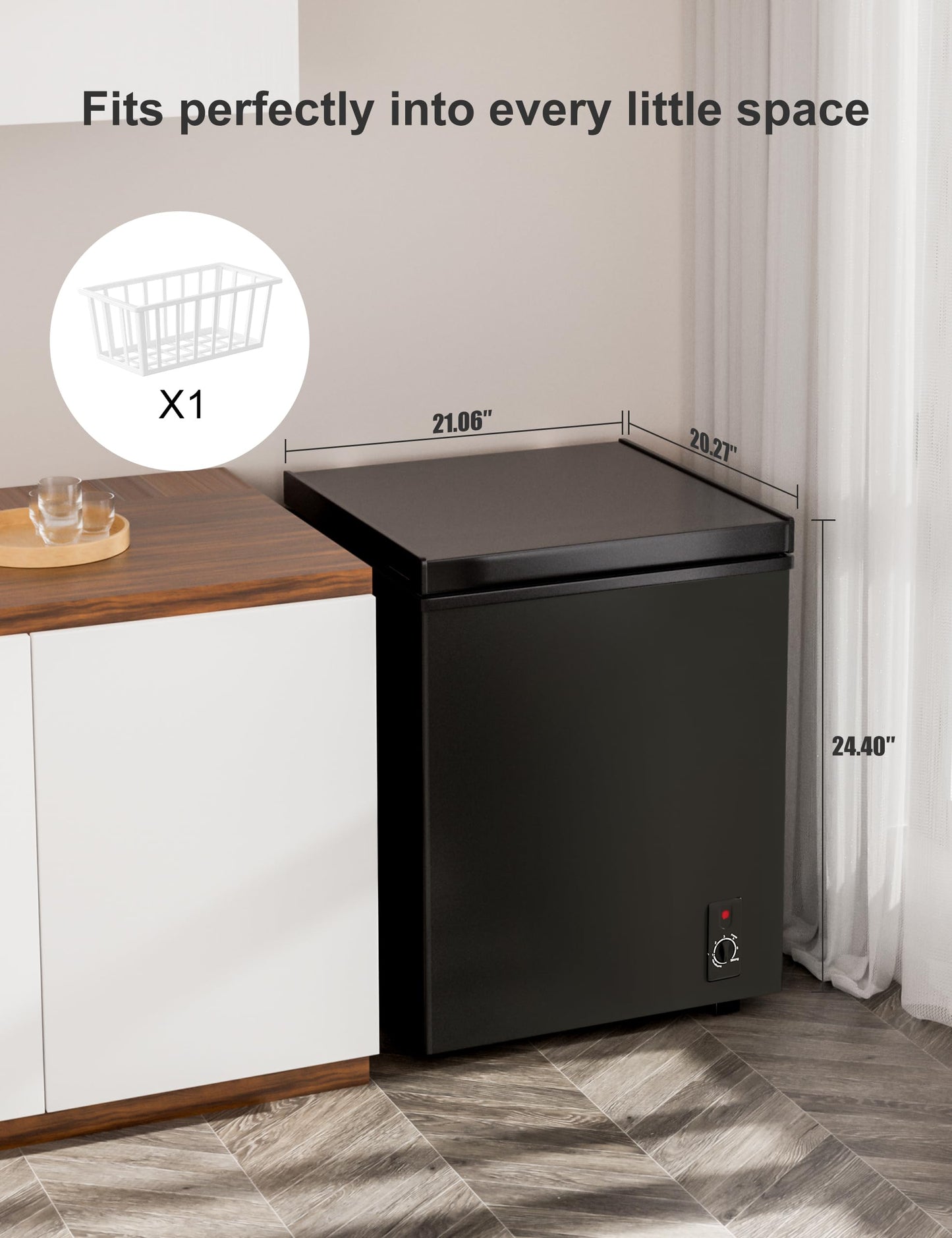 3.5 cuft Chest Freezer - Compact, Energy-Efficient Mini Deep Freezer with Removable Baskets for Apartments, RVs & Garages - Quiet Operation