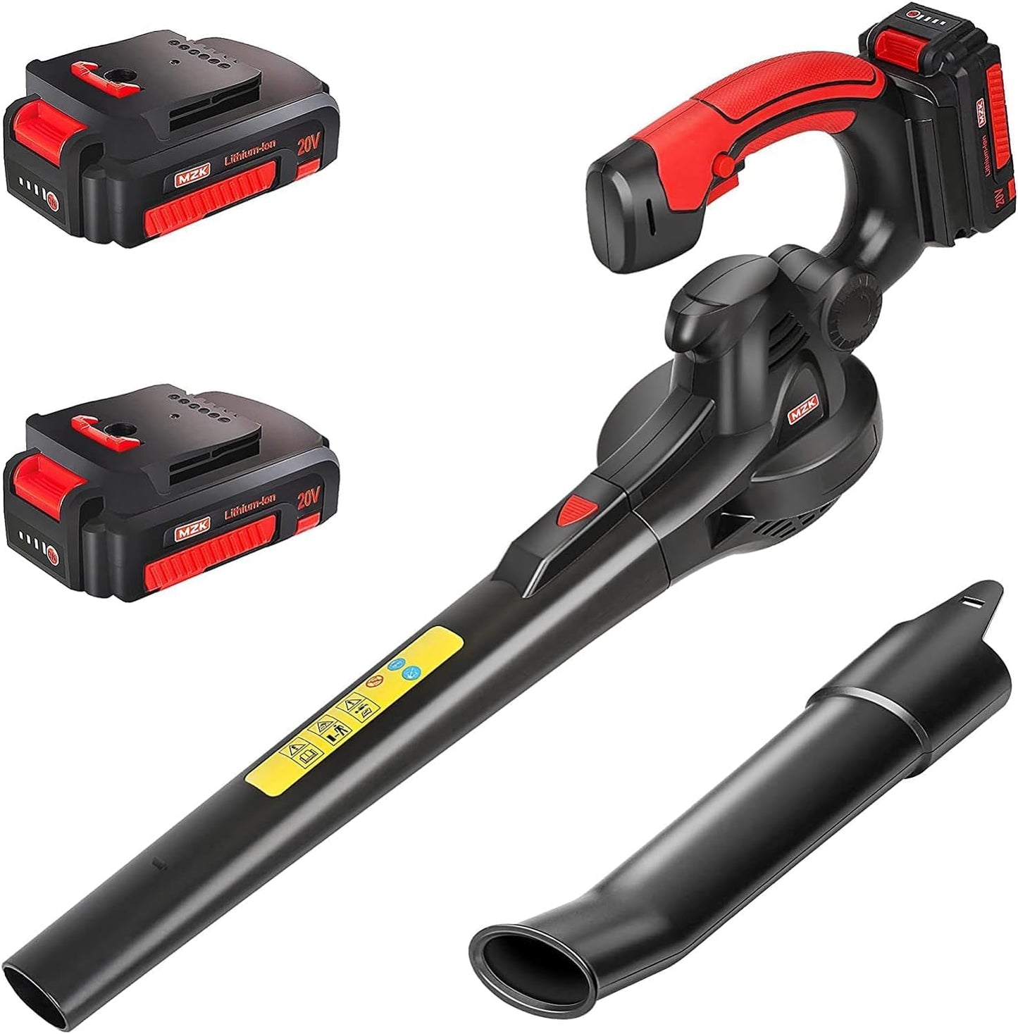 MZK Cordless Leaf Blower,20V Battery Powered Electric Blower for Lawn Care, Electric Lightweight Leaf Blower for Blowing Leaves, Patio Cleaning and Dust(2 * 2Ah Battery & Charger Included),LF40D13