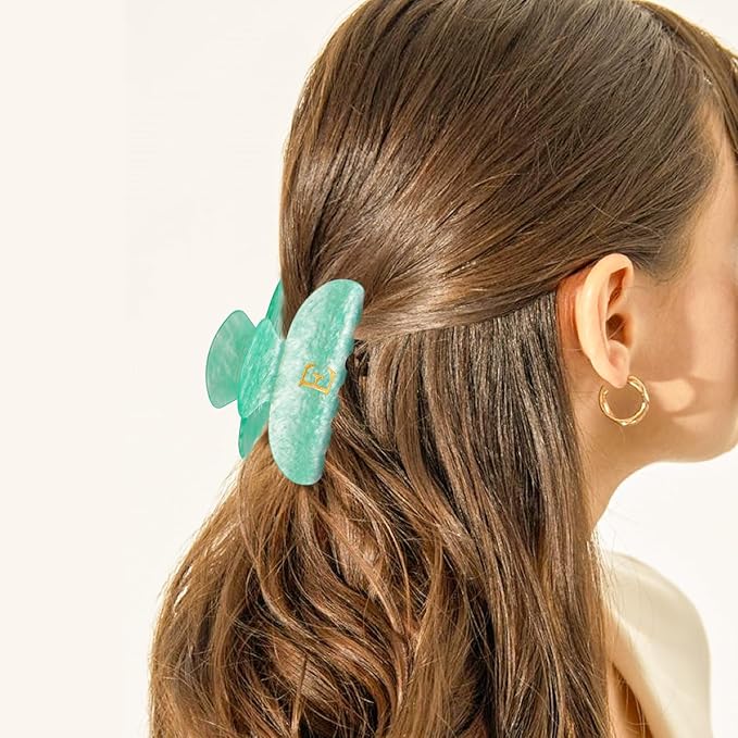 Hair Clips for Women | Monogram Hair Claw Hair Accessory | Personalized Gifts for Women Teen Girl Trendy Stuff | Cute Hair Claws | Gifts for Girls Her Mom Bridesmaid Wife - Green,M