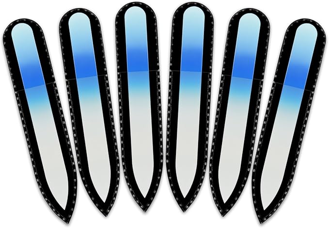 Mont Bleu Rainbow Crystal Nail File in Black Pouch - Small/Purse Size - Czech Tempered Glass - Handmade in Bohemia (Czech Republic)