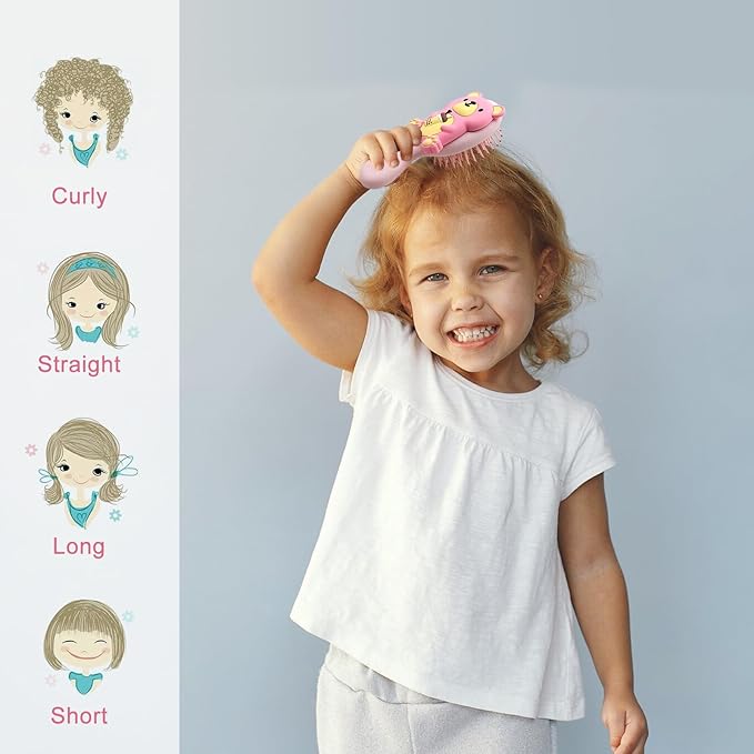 Mini Toddler Hair Brush Detangler Brush Kids Detangling Hairbrush Soft Massage Comb Small Travel Hair Brush for Thick Curly Thin Long ShortÃ¯Â¼ÂPinkÃ¯Â¼Â