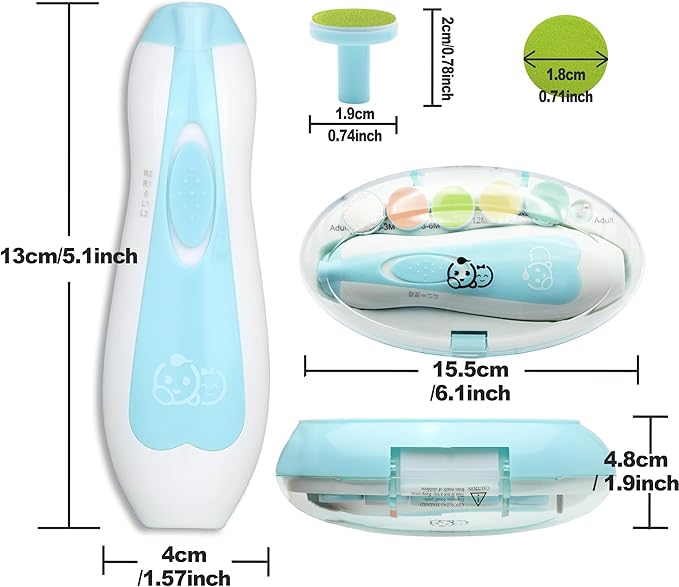 Royal Angels Upgraded 21 in 1 Baby Nail Trimmer with Labeled Case, 13 Extra Replacement Pads, Safe Electric Baby Nail File Kit for Newborn & Toddler, Whisper Quiet Nail Clipper with LED Light (Yellow)