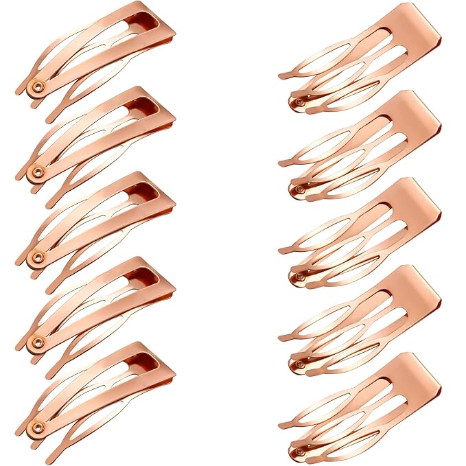 Chinco 24 Pcs Double Grip Hair Clips Metal Snap Clips Women Barrettes for Hair Making, Salon Supplies(Rose Gold,2 Inch)