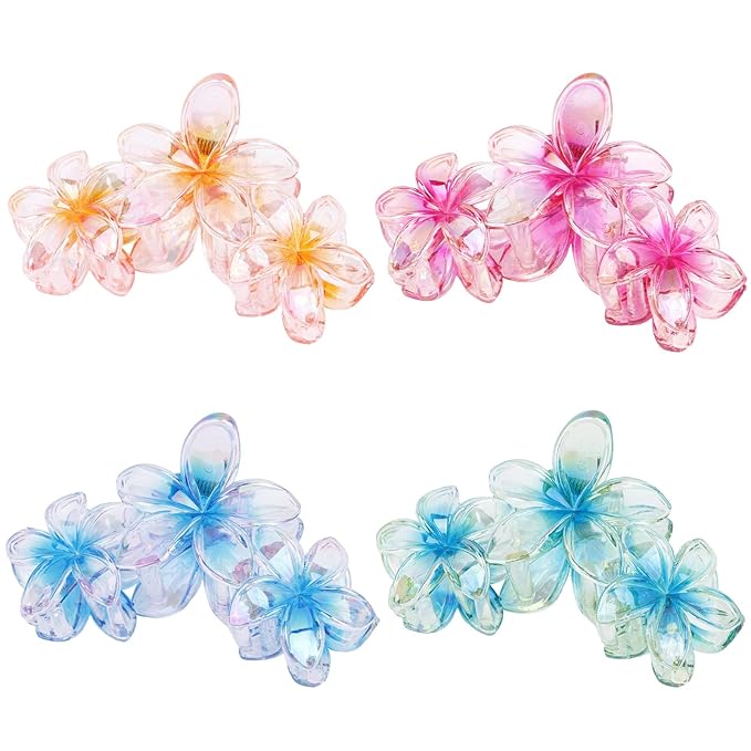 Hawaiian Flower Hair Clips Large Matte Hair Claw for Women Non-Slip Strong Hold Clips for Thick Hair, Hair Accessories for Women and Girls