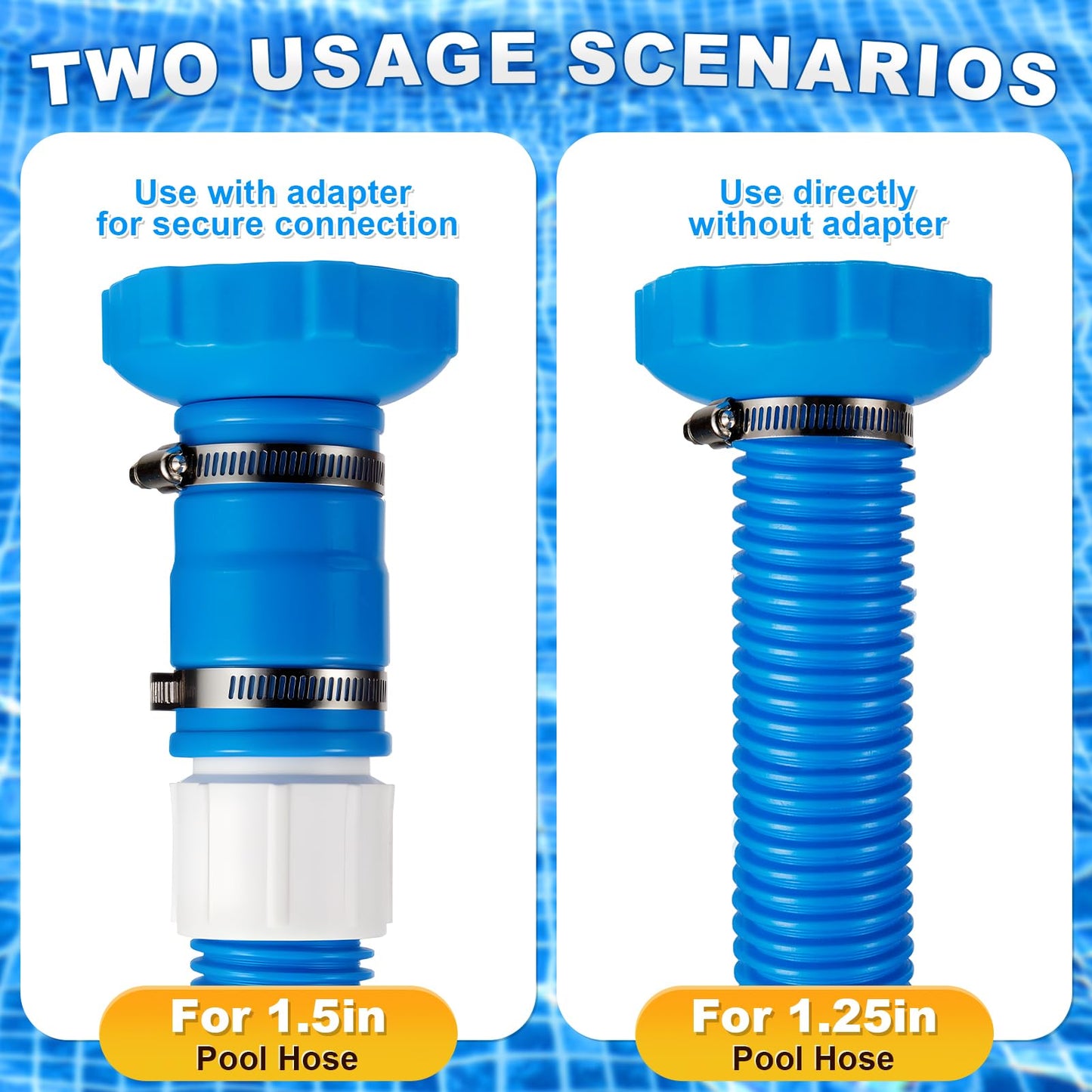 2 Set Pool Vacuum Hose Adapter Kit Compatible with Intex Adapter B,Pool Skimmer Hose Connector Replacement Hoses Adapter with Clamp for Above Ground Swimming Pool Vacuum Surface Skimmer Small Strainer