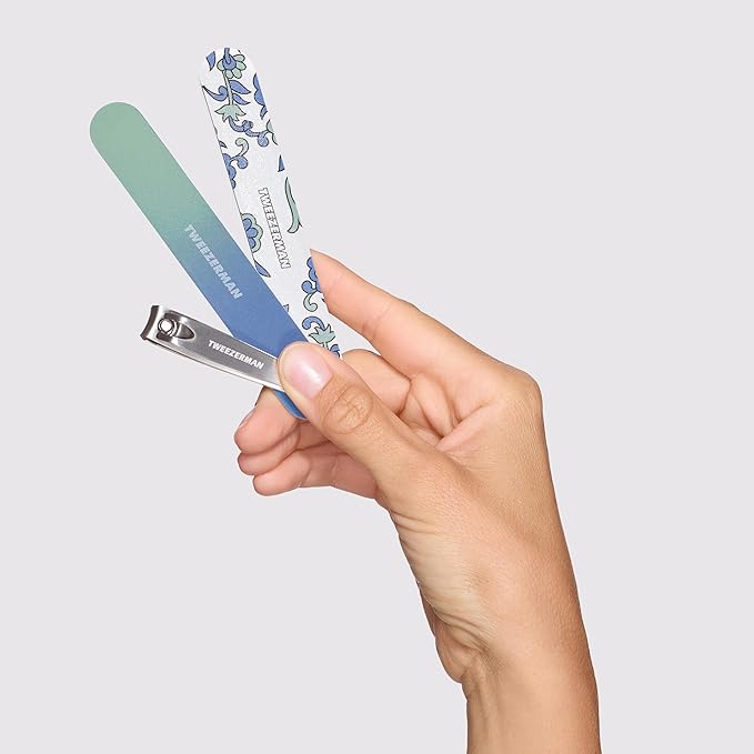 Tweezerman Blue and Green Paisley Manicure Kit
