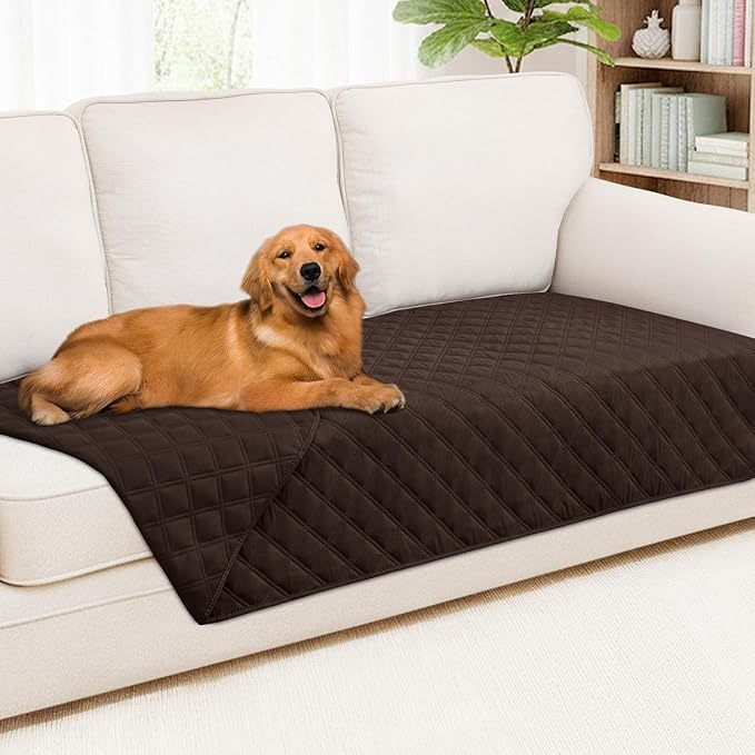 Smiry Waterproof Dog Bed Cover Pet Blanket, Soft Washable Dog Blanket for Furniture Bed Couch Sofa Reversible, Checkered (40"x80", Chocolate/Chocolate)