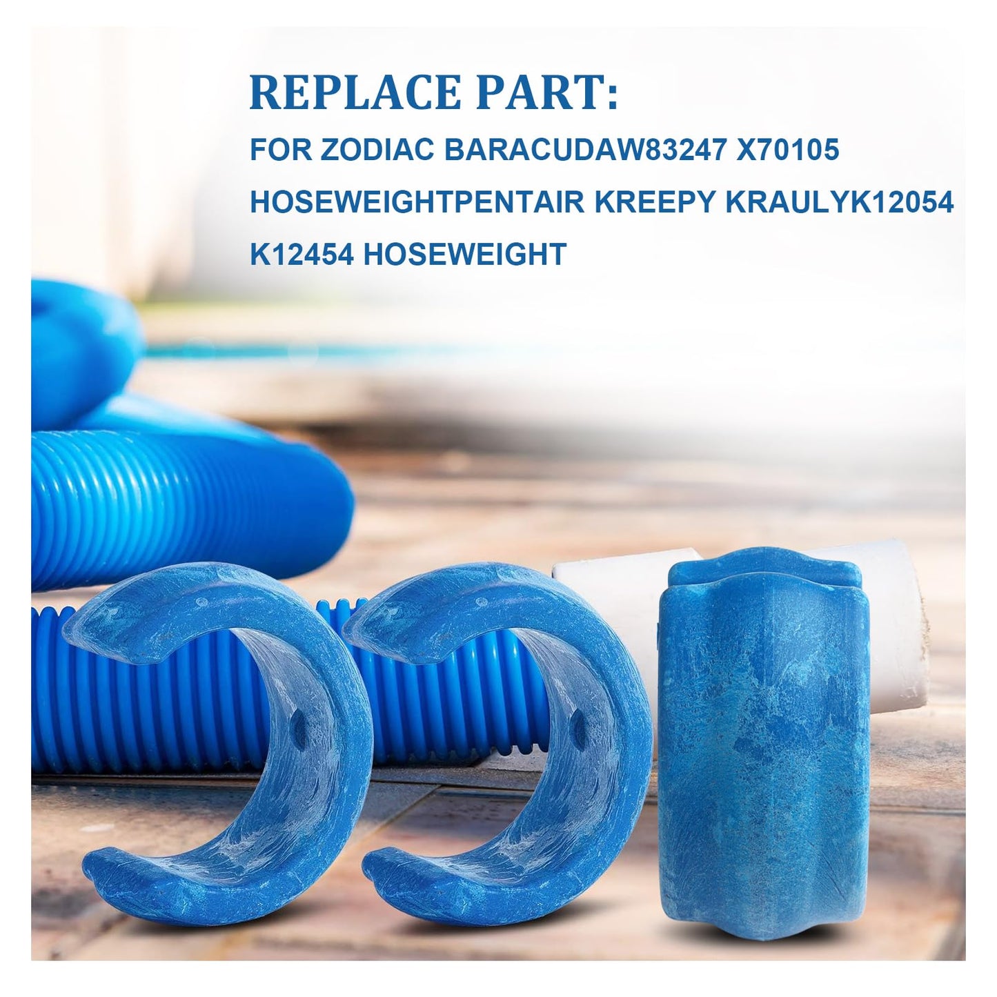 8 Pack Pool Cleaner Hose Weight Compatible with Zodiac Baracuda W83247 X70105 or Pentair Kreepy Krauly K12054 K12454, Blue