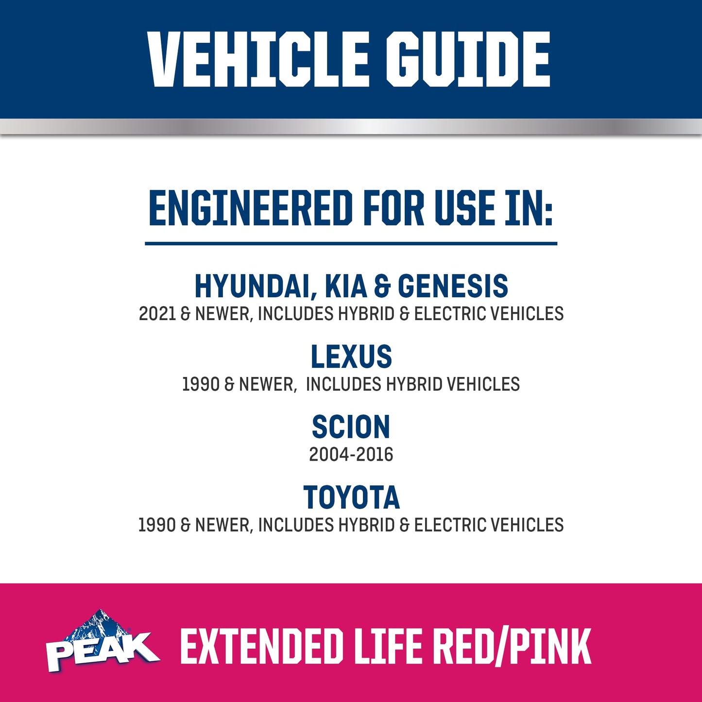PEAK OET Extended Life Red/Pink 50/50 Prediluted Antifreeze/Coolant for Asian Vehicles, 1 Gal.
