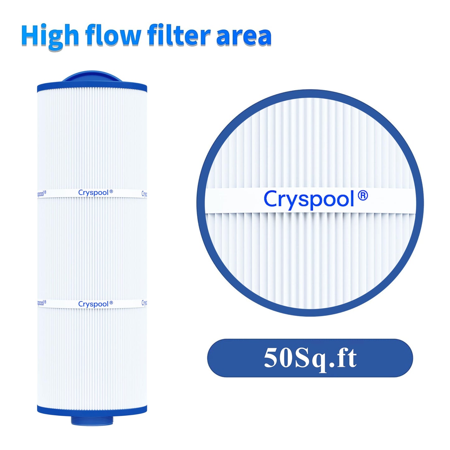 Cryspool® 05043 Filter Compatible with 20690 Marquis Hot Tub Filter, 5CH-512, 50 Sq. Ft Spa Filter Cartridge, 2 Pack