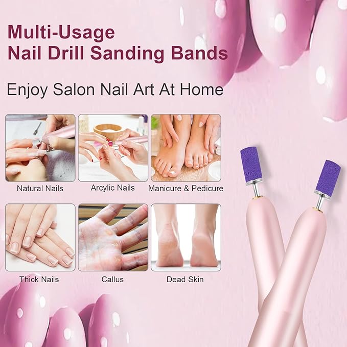 100Pcs Sanding Bands for Nail Drill 150 Grit, Medium Grit Sanding Band for Nail Drill with 3/32Ã¢ÂÂ Nail Drill Bit for Acrylic Nail, Gel Nail, Professional Nail Sanding Band Set for Manicure and Pedicure
