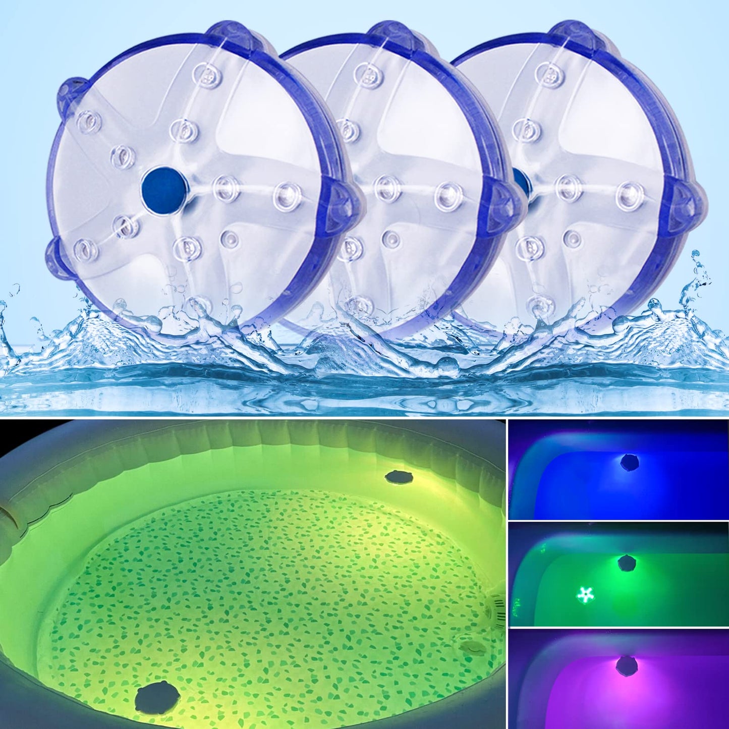 DeeprBetter Floating Pool Lights,Color Changing Waterproof Hot Tub Lights,3.3" Hot tub Accessories,Magnet Led Pool Light for Above Ground Pools,Floating Light for Pond,Bath,Spa,Shower-3pcs