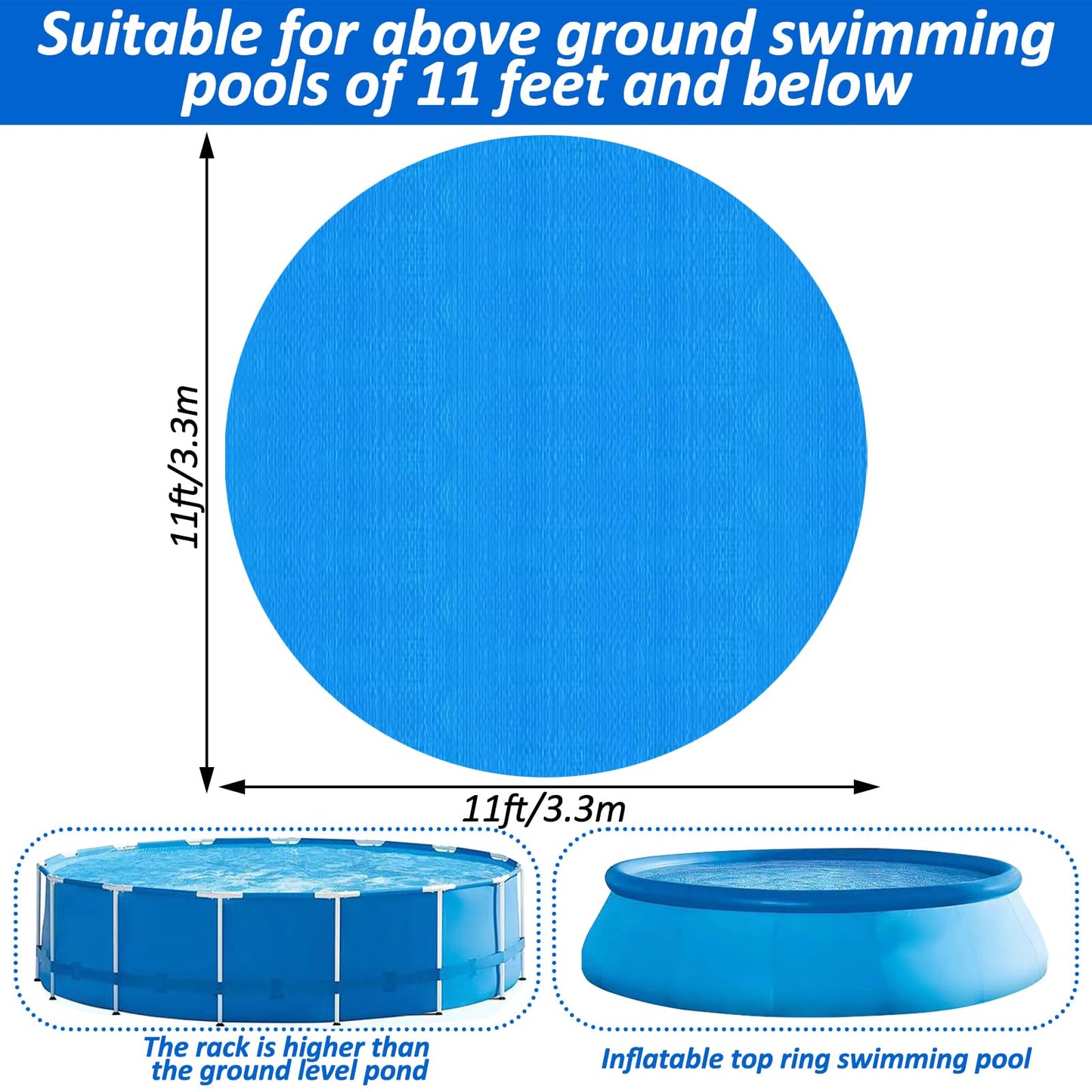 YEXEXINM 11Ft Round Pool Ground Cloths Swimming Pool Ground Cloth,Round Pool Liner Pad for 10ft Above Ground Swimming Pool,Heavy Duty Pool Ground Mat Protector to Prevent Puncture Pool Ground Tarp