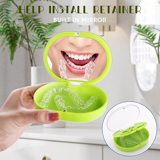 New Double-layer Aligner Case with Belt Chewing,Removal Tool,Cleaning Brush,Built in Mirror Orthodontic Case