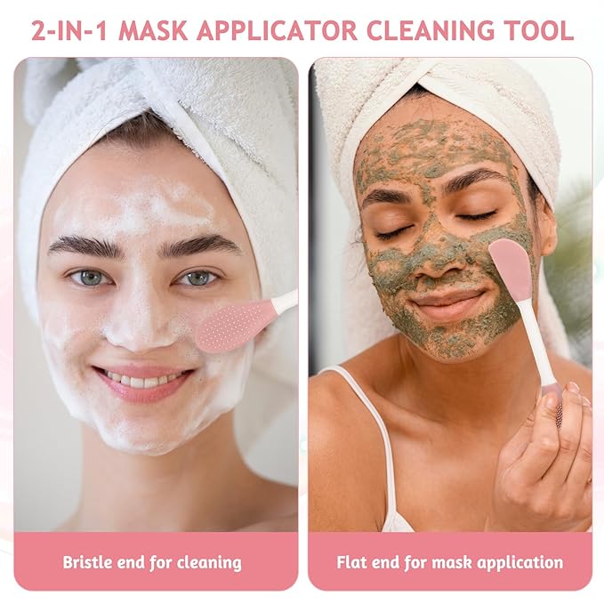 Thinp 2 Pcs Face Mask Applicator,Double-Ended Mask Applicator Tool Silicone Face Mask Brush Silicone Face Mask Applicator for Applying Skin Care Products Facial Mask Brushes for Mud Clay Gel Mask Mud